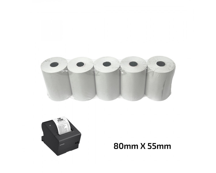 PAQUETE BOBINA PAPEL TERMICO MULTIPRINT® 80X55 (5 UNIDADES)