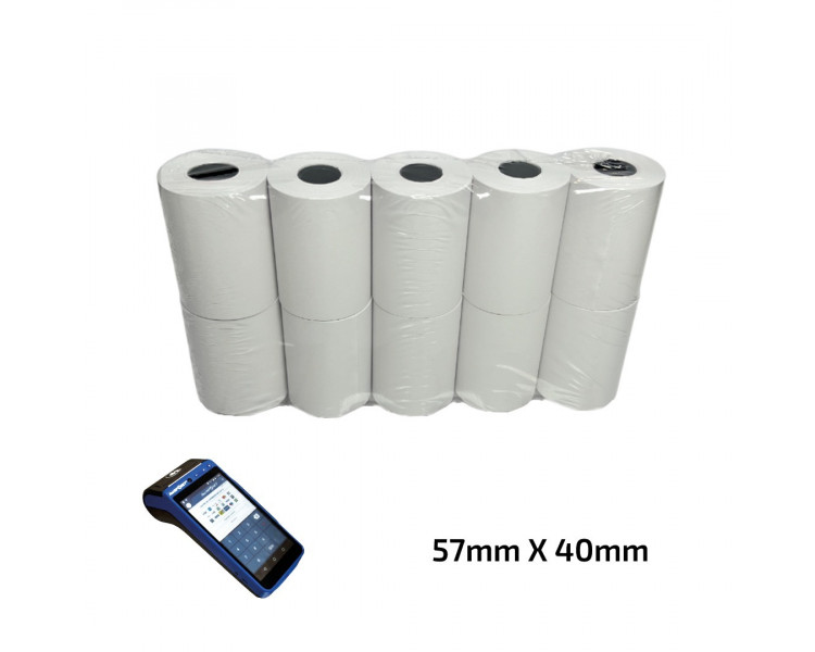 PAQUETE BOBINA DE PAPEL TERMICO MULTIPRINT® 57X40 (10 UNIDADES)