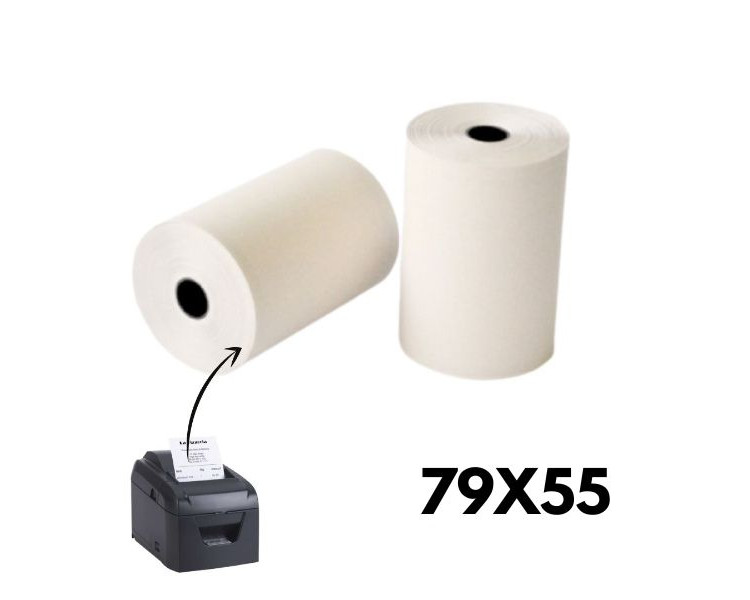 BOBINA PAPEL TERMICO 79MM(ANCHO) X 55MM(DIAMETRO) X 15MM(TUBO) X 39M(LARGO)