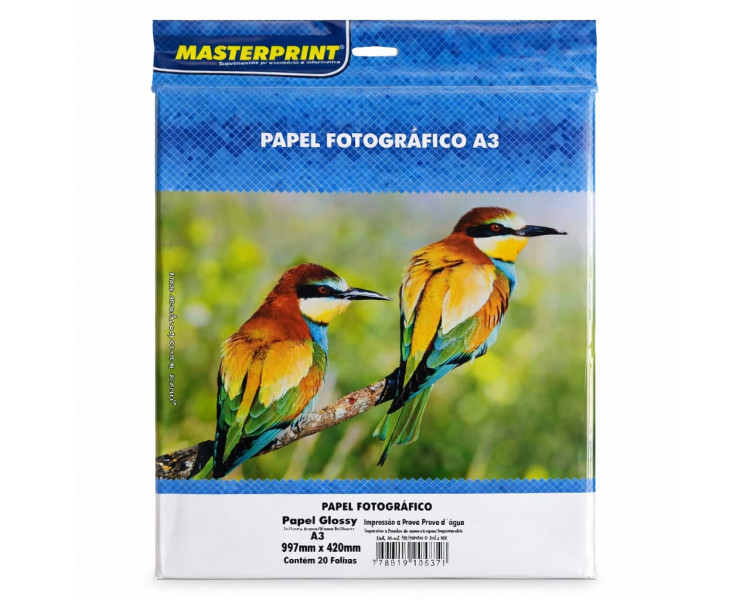 PAPEL FOTOGRAFICO GLOSSY MASTERPRINT® 7898119104084 A3 (A PRUEBA DE AGUA) (230G) [20HJ]